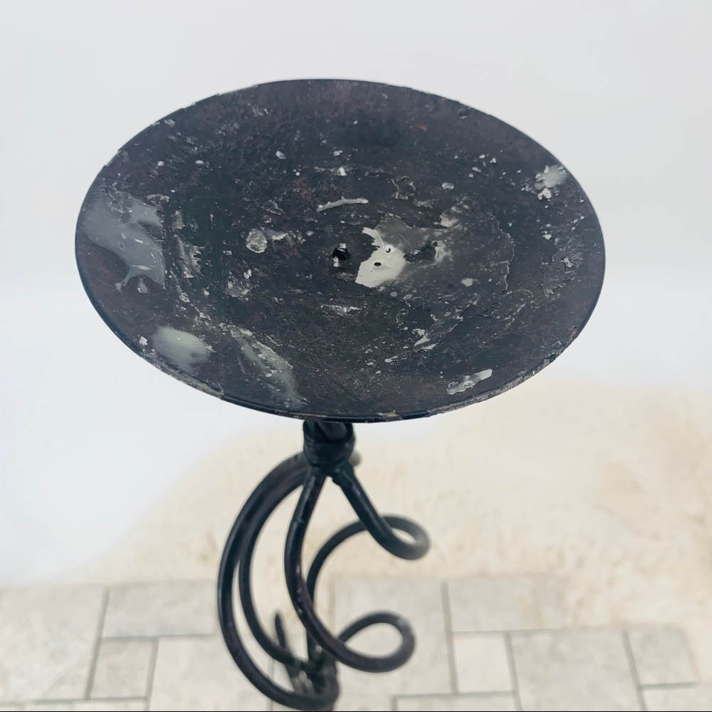 22” Rustic Wrought Iron Candlestick - Picture 6 of 8
